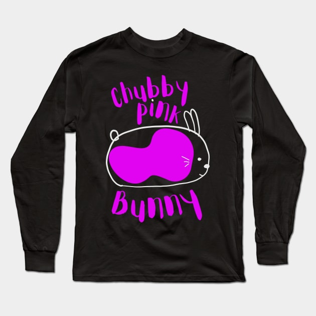 Chubby Pink Bunny Long Sleeve T-Shirt by TJWDraws